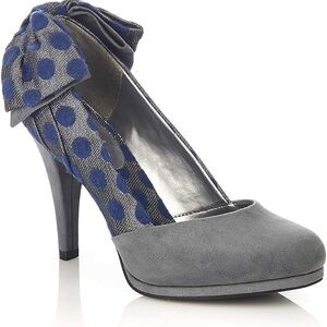 NIB 9 Ruby Shoo Katie Heels in Gray and Navy
